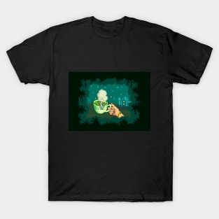 funky tea cup guy in caroline's tea cutscene with castle bg / stardew valley T-Shirt